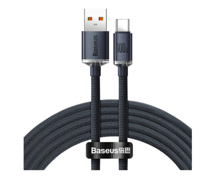 Kabel BASEUS USB - USB-C Crystal 100W 1.2m (czarny) CAJY000401